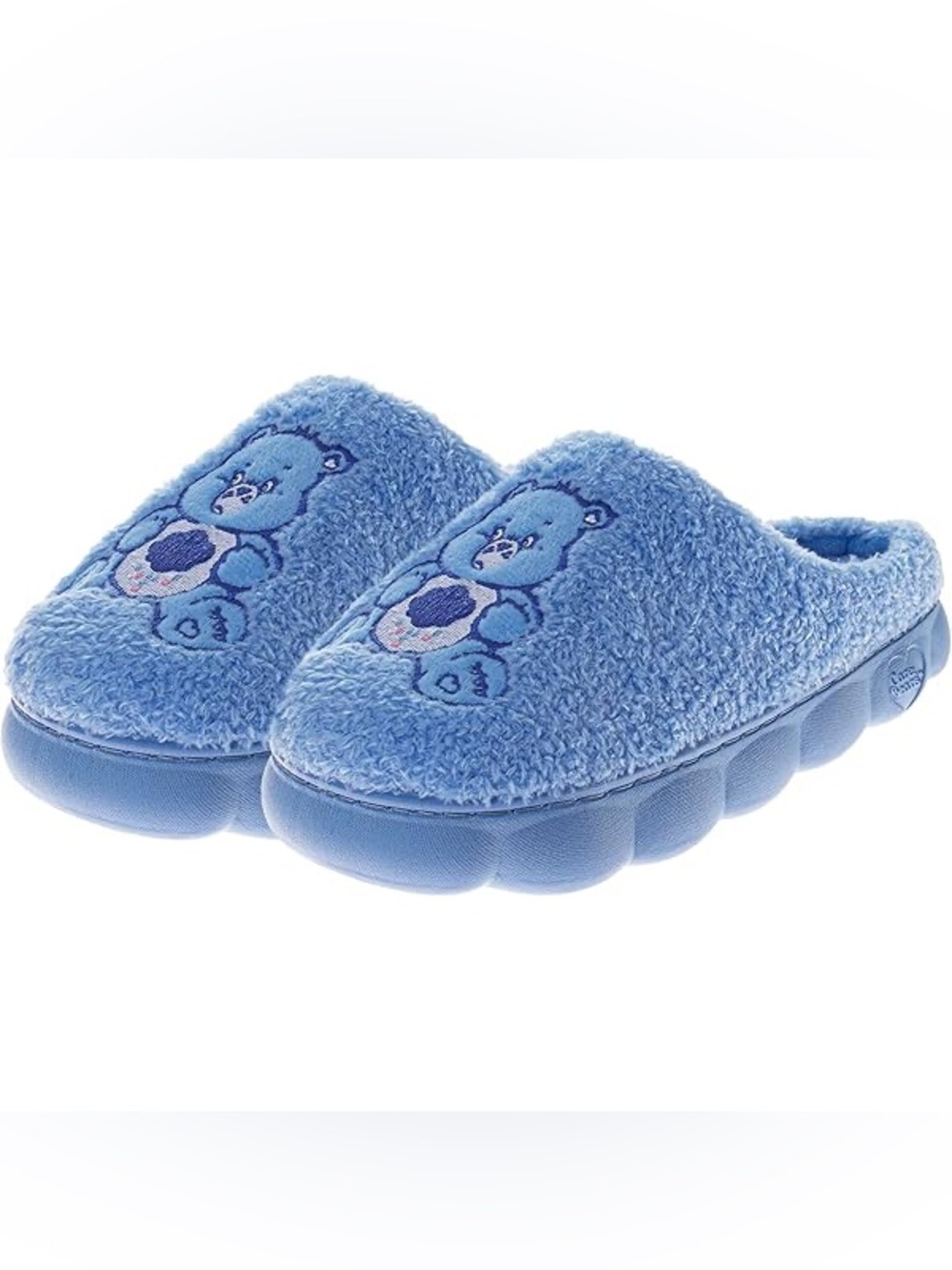 Care Bears Light Blue Plush Kids Slippers 3.5/4.5 NEW